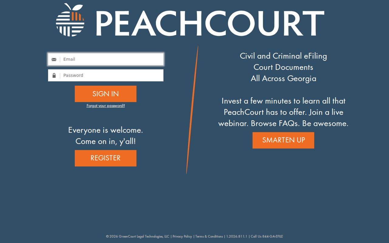 Wayne County docket search PeachCourt login gate