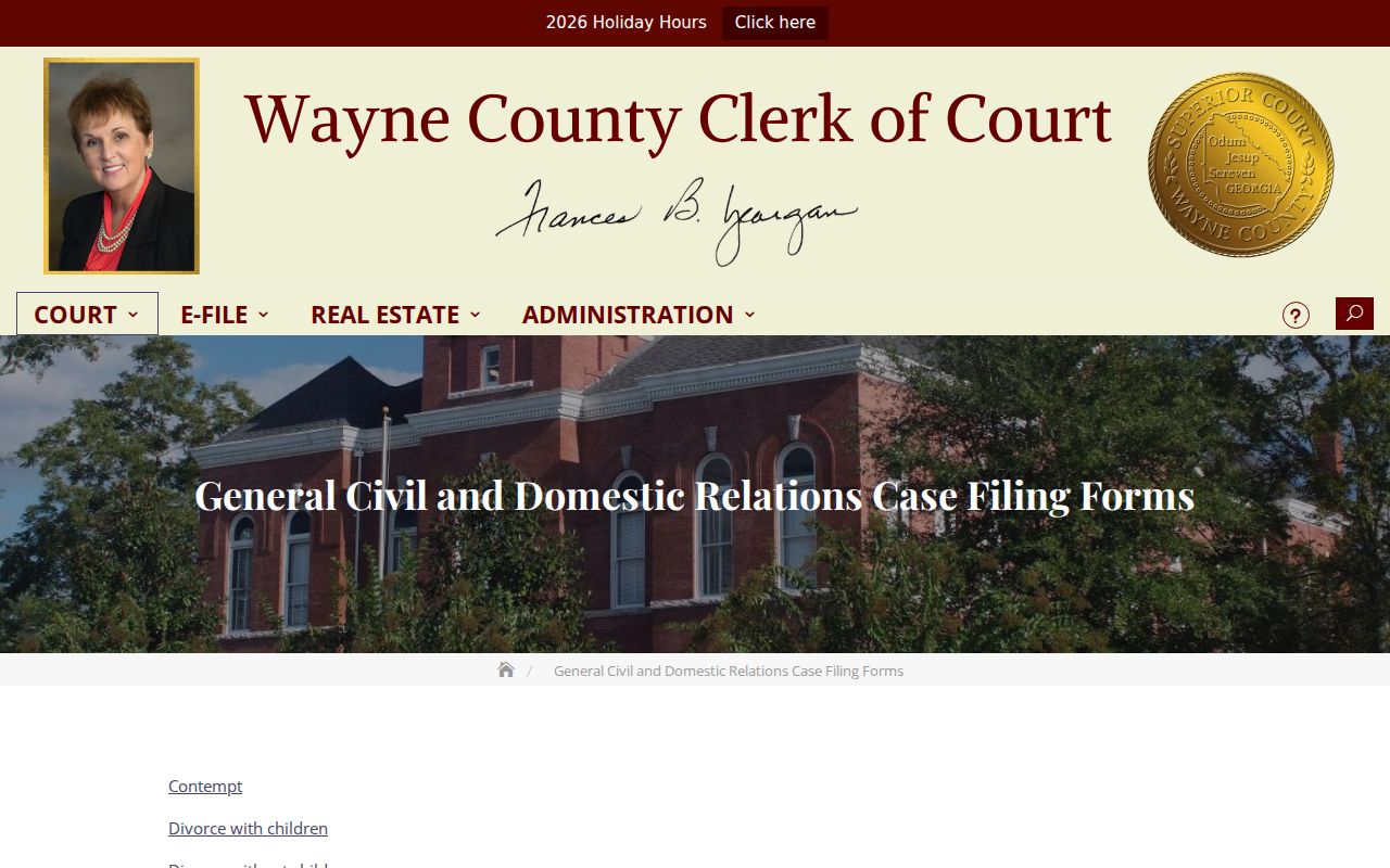 Wayne County civil court docket filing forms categories