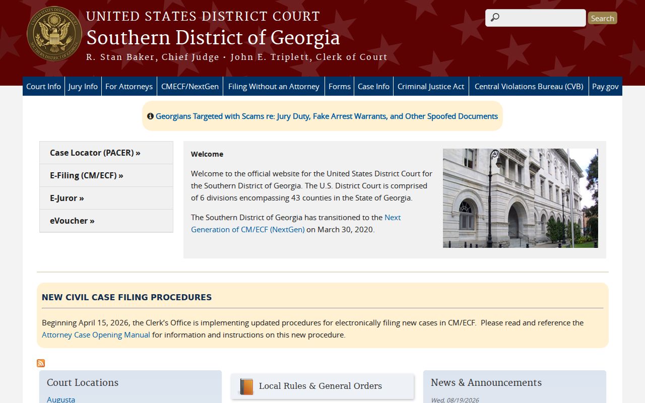 Wayne County court records Southern District federal court route