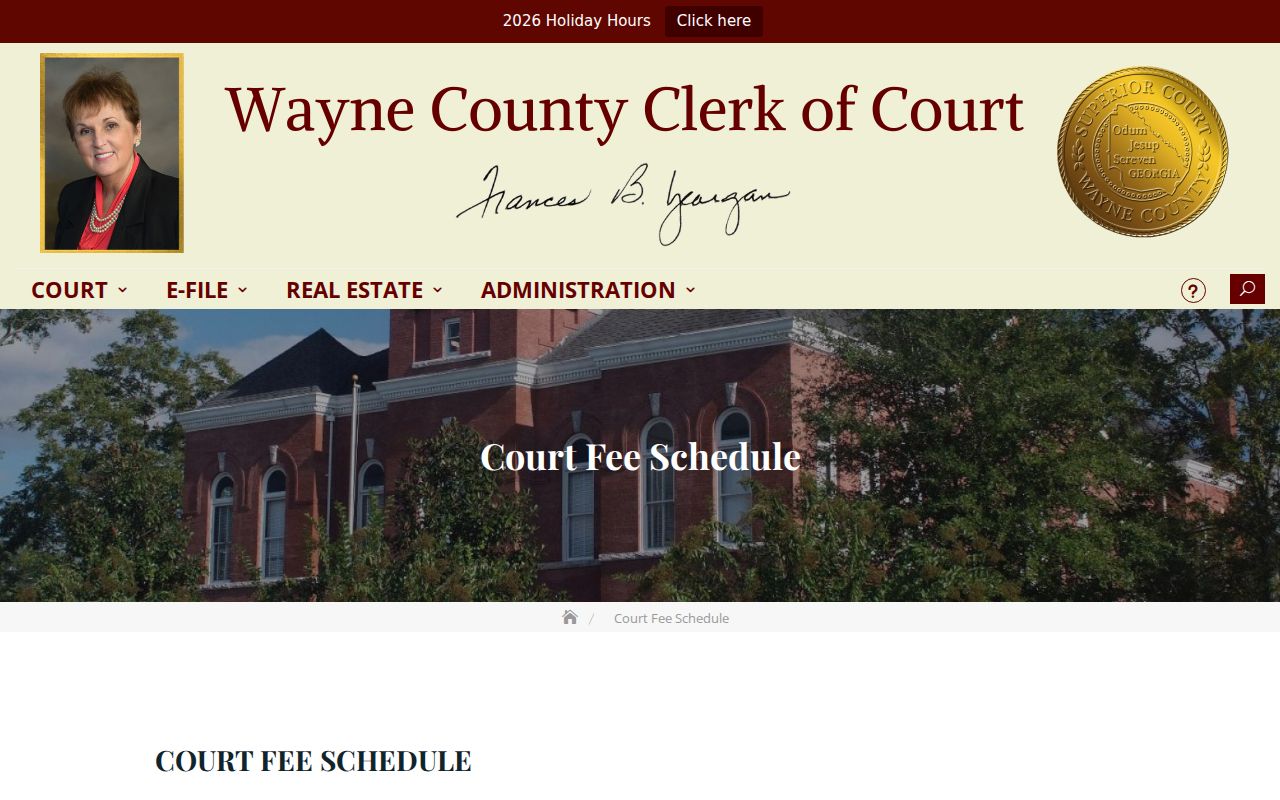 Wayne County court case records fee schedule index