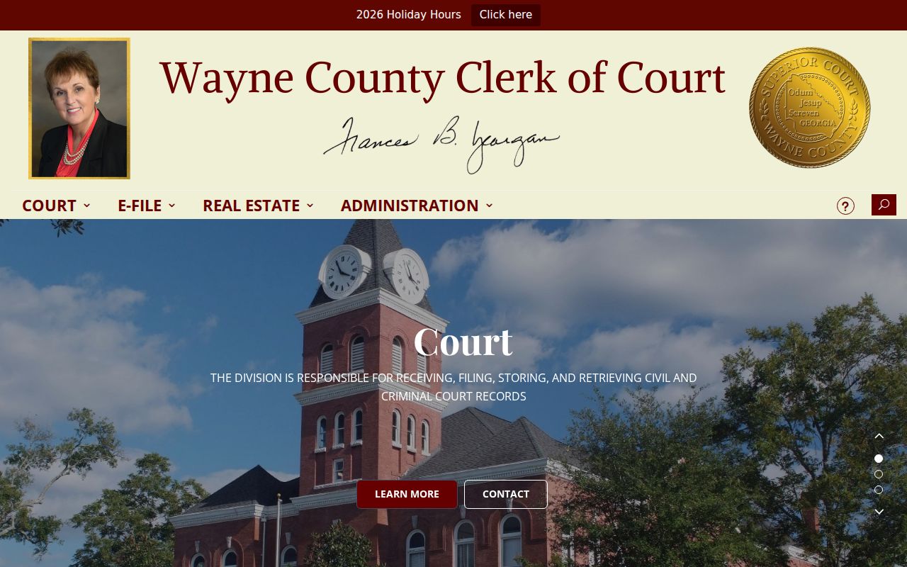 Wayne County court docket clerk and PeachCourt information